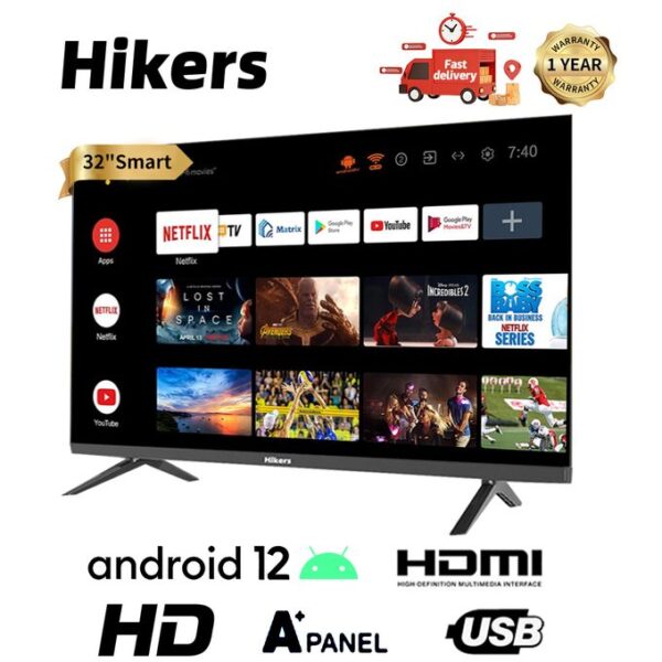 1 (5) Hikers 32'' Frameless Android Smart HD LED TV - Black + 1 Year Warranty