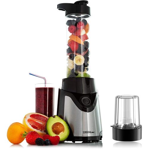 1 (18) Sensiohome Personal Blender Smoothie Maker - Electric Blender And Grinder For Fruit, Vegetables, Protein Shakes – BPA Free 600ml Portable Sports Bottle, Grinder - 500W
